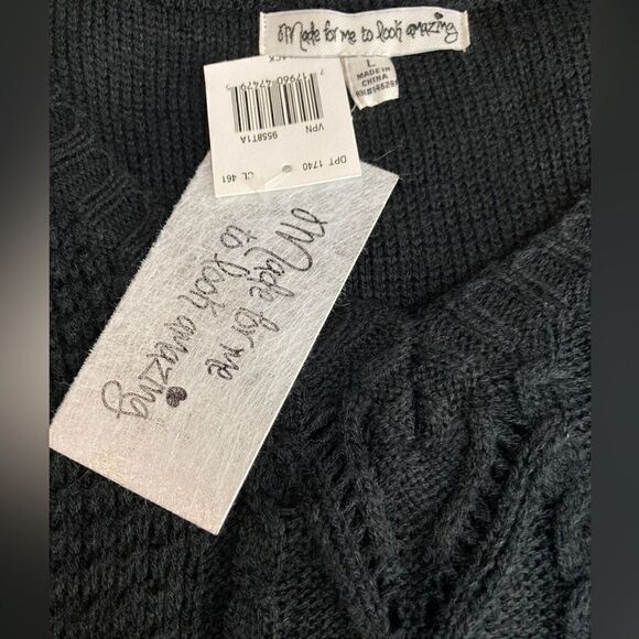 NWT Made for Me To Look Amazing Black Cable Knit Sweater Dress Size L - Picture 10 of 10